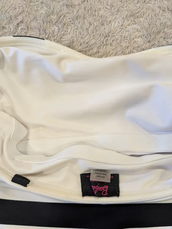 Barbie Unique Vintage Black & White Chevron Stripe One Piece Bathing Suit Sz XL - Picture 8 of 9